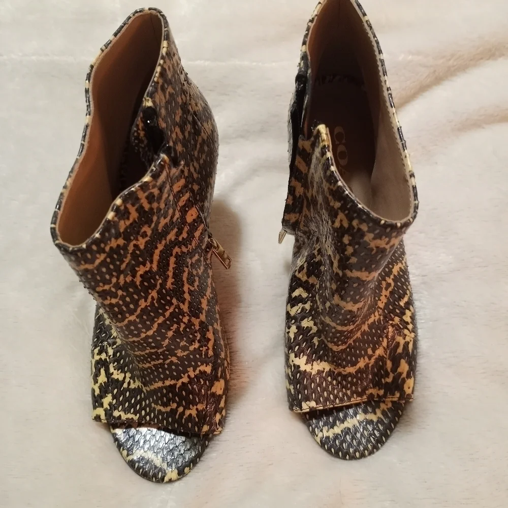 Coach Snakeskin Remi Open Toe Mob Wife Quiet Luxury Buttery Soft Leather Boot